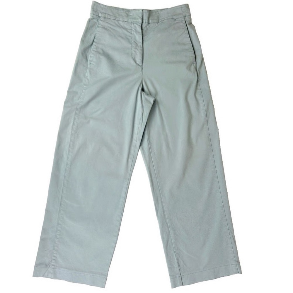 Babaton The Group Aritza Wide Leg Cropped Pants Sage Green Blue Size 10